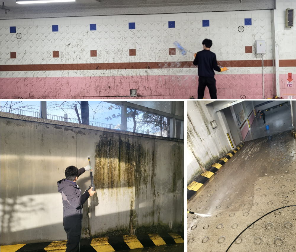 김포 주차장 청소 - 장기동 주민을 위한 깨끗한 주차 환경 관한 작업사진입니다.