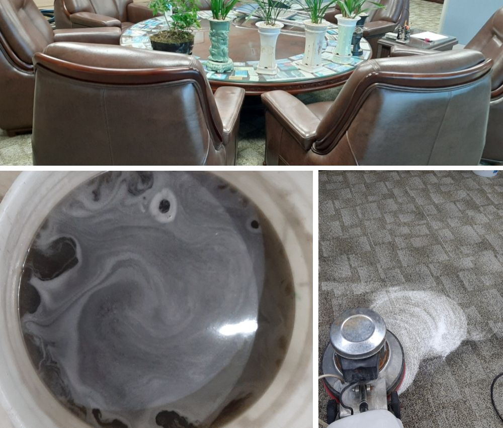 김포 타일카페트, 습식청소와 소독으로 더 오래 사용하기 관한 작업사진입니다.